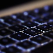 Keyboard with blue backlighting