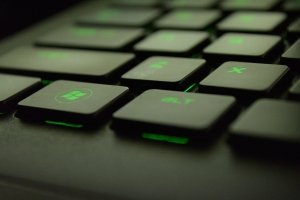Keyboard with green backlighting